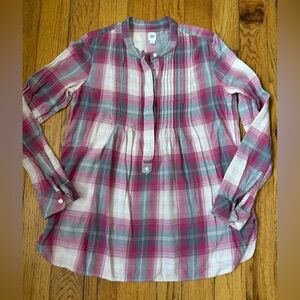 GAP Pink and Gray Plaid Shirt